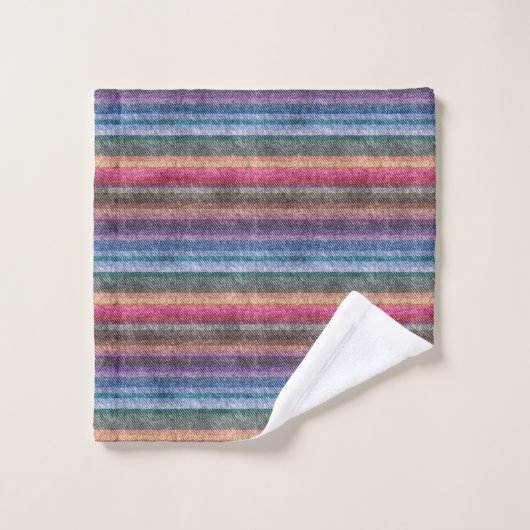 Rainbow Denim Pattern Badhandtuch Set (Waschlappen)