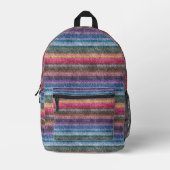 Rainbow Denim Pattern Bedruckter Rucksack (Vorderseite)