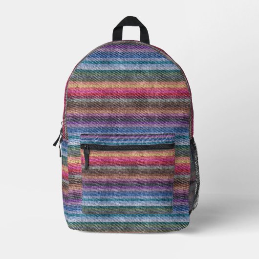 Rainbow Denim Pattern Bedruckter Rucksack (Vorderseite)