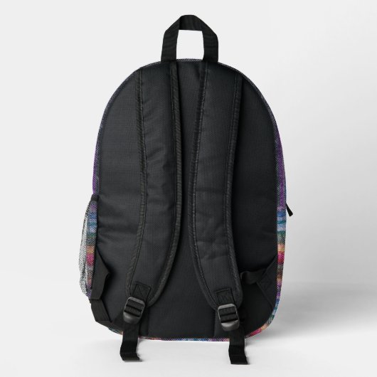 Rainbow Denim Pattern Bedruckter Rucksack (Rückseite)