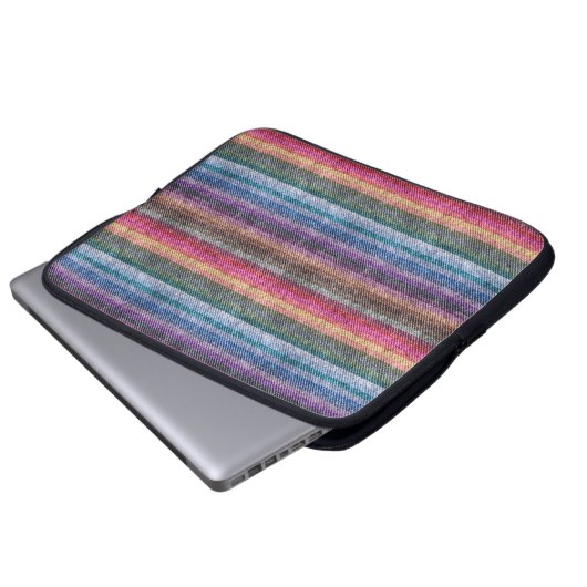 Rainbow Denim Pattern Laptopschutzhülle (Vorne Knopf)