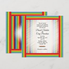 Rainbow Denim Ribbon Wedding Einladung