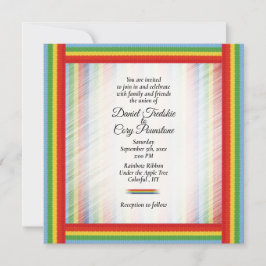 Rainbow Denim Ribbon Wedding Einladung