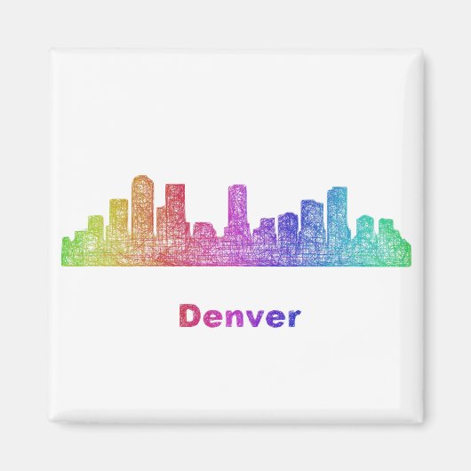 Rainbow Denver Skyline Magnet (Vorne)