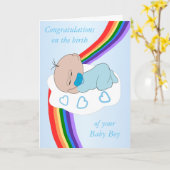 Rainbow Design New Geboren Baby Boy Karte (Gelbe Blume)