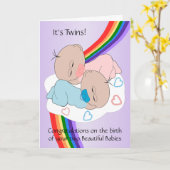Rainbow Design New Geboren Baby Twins Karte (Gelbe Blume)