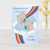 Rainbow Design Personalisiert Twin Boys Karte (Gelbe Blume)