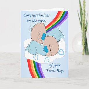 Rainbow Design Personalisiert Twin Boys Karte