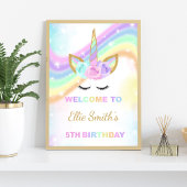 Rainbow Design Unicorn Begrüßungszeichen Poster
