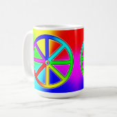 Rainbow Dharma Wheel - Buddhist Kaffeetasse (Vorderseite Links)