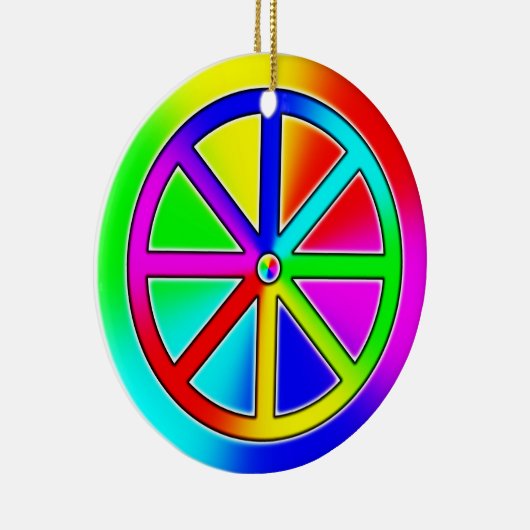 Rainbow Dharma Wheel Buddhist Keramik Ornament (Rechts)