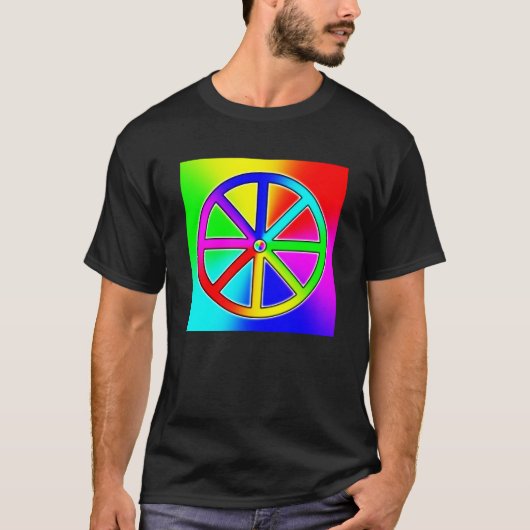 Rainbow Dharma Wheel - Buddhist T-Shirt (Vorderseite)