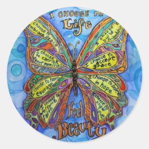 Rainbow Diabetes Butterfly Support Etikettenkleber Runder Aufkleber