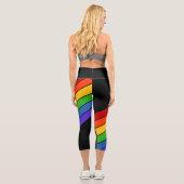 Rainbow Diagonal Stripe Black Capri Leggings (Rückseite)
