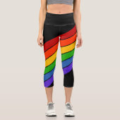 Rainbow Diagonal Stripe Black Capri Leggings (Vorderseite)