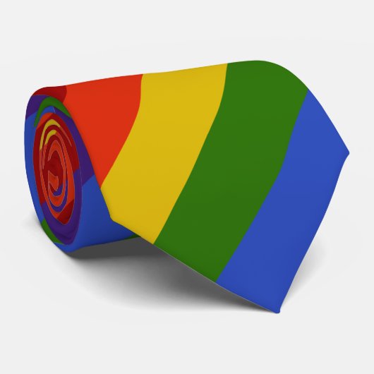 Rainbow Diagonal Stripe Neck Tie Krawatte (Gerollt)