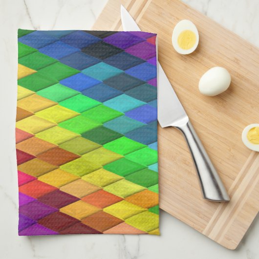 Rainbow Diamond Geometric Muster Geschirrtuch (Viertel Falte)