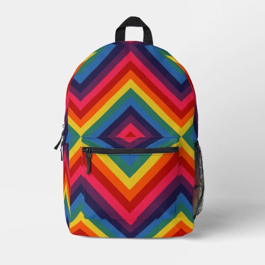 Rainbow Diamond Pattern Bedruckter Rucksack (Vorderseite)