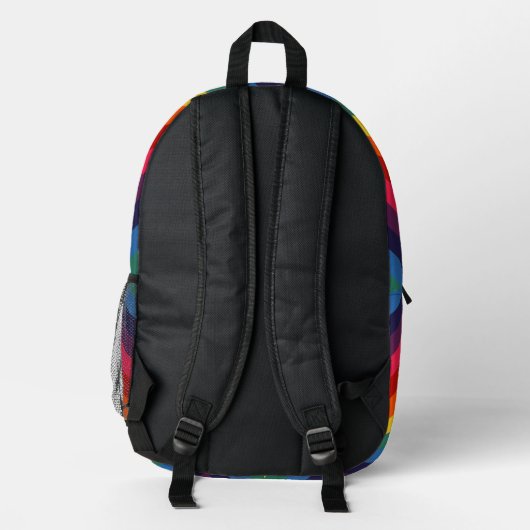 Rainbow Diamond Pattern Bedruckter Rucksack (Rückseite)