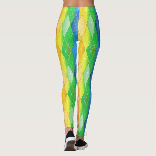Rainbow Diamond Pride Raute Sparkle Harlequin Leggings (Rückseite)