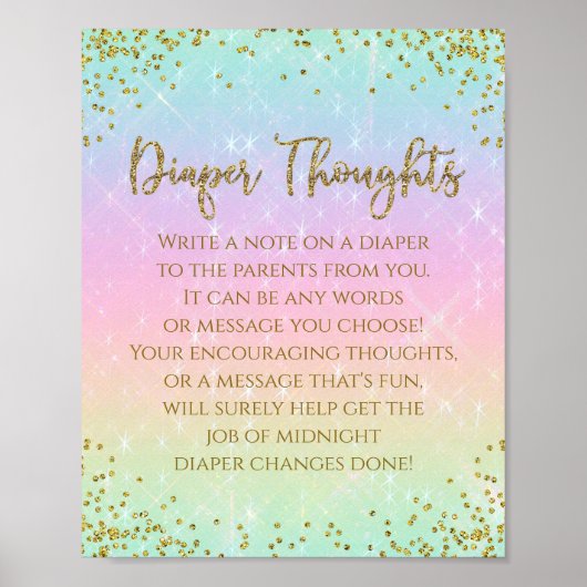 Rainbow Diaper Thoughts Baby Showgame Poster (Vorne)