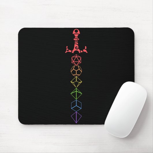 Rainbow Dice Sword Tabletop RPG Gaming Mousepad (Mit Mouse)