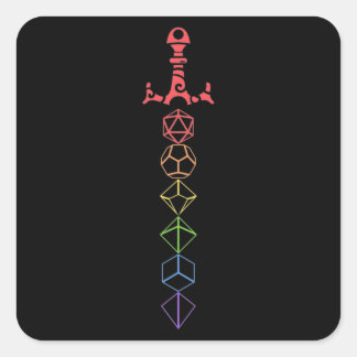 Rainbow Dice Sword Tabletop RPG Gaming Quadratischer Aufkleber