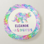 Rainbow Dinosaur Fossil Kids Rundes Kissen (Vorderseite)