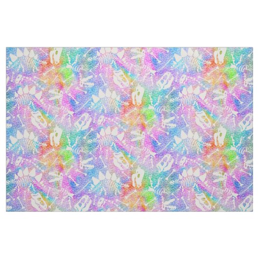 Rainbow Dinosaur Skeleton Muster mit Fossil Stoff (Fat Quarter (45,7 x 55,9 cm))