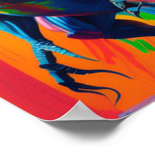 Rainbow Dinosaur T-Rex Illustration Art Poster (Ecke)