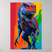 Rainbow Dinosaur T-Rex Illustration Art Poster (Vorne)