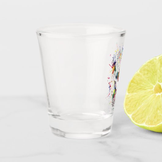 Rainbow Dinosaur Velicoraptor Schnapsglas (Links)