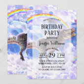 Rainbow-Dinosaurier-Einhorndinocorn Einladung (Vorne/Hinten)