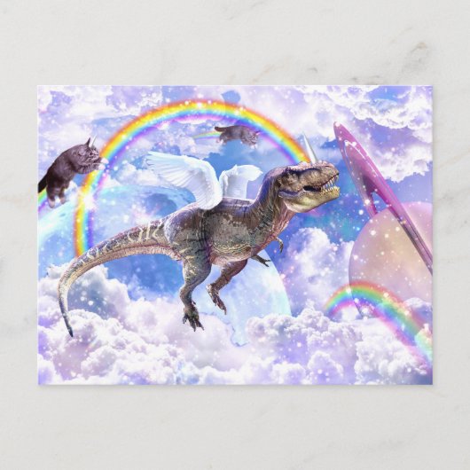 Rainbow-Dinosaurier-Einhorndinocorn Postkarte (Vorderseite)