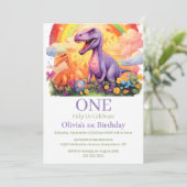 Rainbow-Dinosaurier Geburtstagsthema Einladung (Stehend Vorderseite)