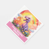 Rainbow-Dinosaurier Geburtstagsthema Pink Serviette (Ecke)