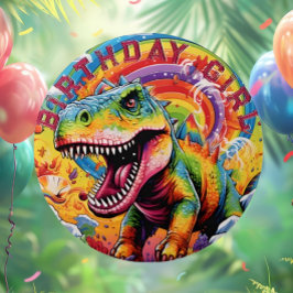 Rainbow Dinosaurier zum Geburtstag Mädchen Button