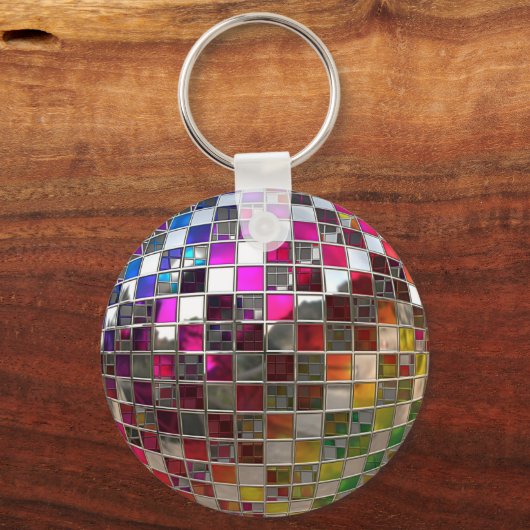 Rainbow Disco Ball Mirrors Schlüsselanhänger (Vorderseite)