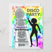 Rainbow Disco Gefärbte Krawatte Birthday Girl Retr Einladung (Vorderseite)