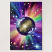 Rainbow Disco Mirror Ball im Weltraum drehen Puzzle (Vertikal)