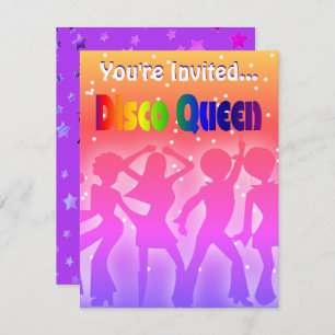 Rainbow Disco Queen Retro 70er Party Stars Einladung