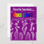 Rainbow Disco Queen | Retro Dancers Lila Einladung (Vorne/Hinten)