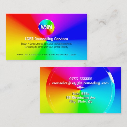 Rainbow Disk LGBT Counseling Services Visitenkarte (Vorne/Hinten)
