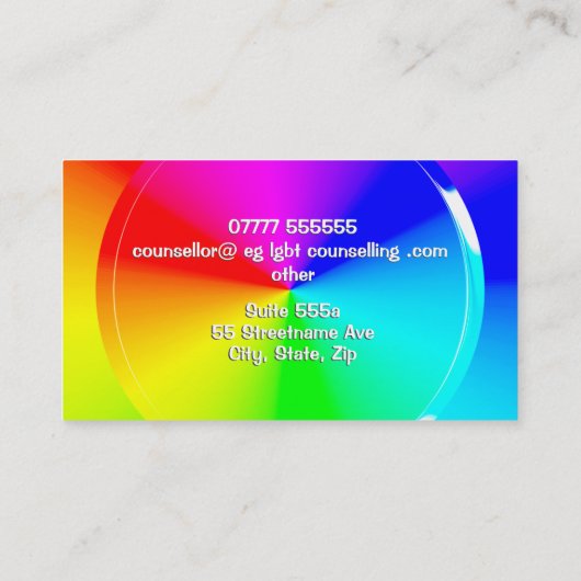 Rainbow Disk LGBT Counseling Services Visitenkarte (Rückseite)