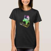 Rainbow Dj Cat Scratching T-Shirt (Vorderseite)