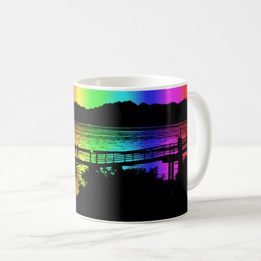 Rainbow Dock Silhouetten Kaffee Cup und Tasse (VorderseiteRechts)