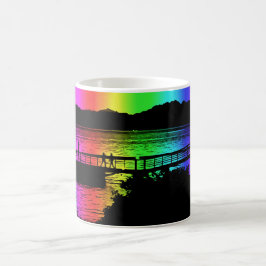 Rainbow Dock Silhouetten Kaffee Cup und Tasse