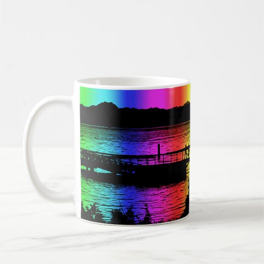 Rainbow Dock Silhouetten Kaffee Cup und Tasse (Links)