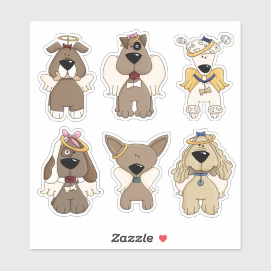 Rainbow Dog Angel Stickers Aufkleber (Blatt)