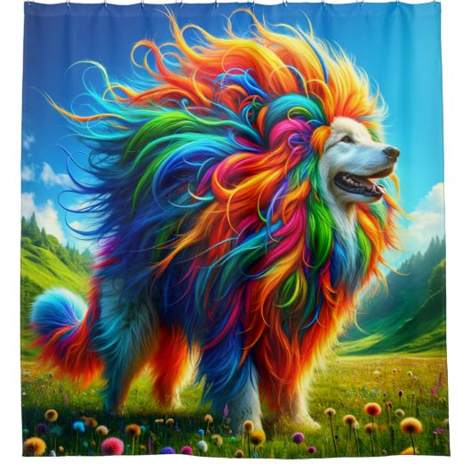 Rainbow Dog Duschvorhang (Vorderseite)